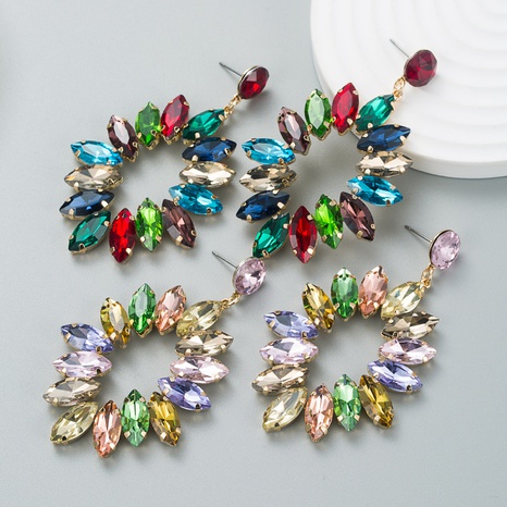 women's trend fashion shiny alloy diamond rhinestone geometric earrings  NHLN594006's discount tags
