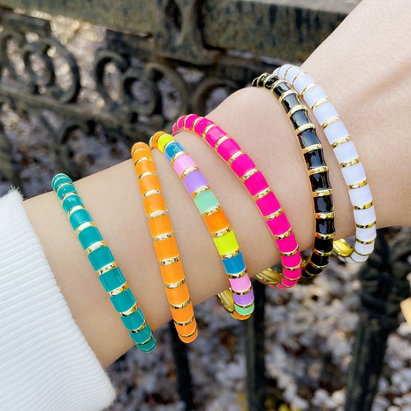 Fashion geometric color dripping oil copper bracelet wholesale's discount tags
