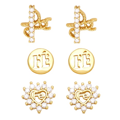 Fashion heart-shape diamond letter copper earrings wholesale NHAS594017's discount tags