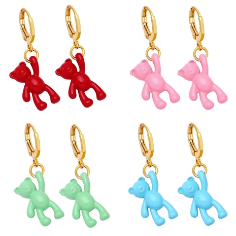 Bear earrings female European and American personality retro candy color copper earrings  NHAS594019's discount tags