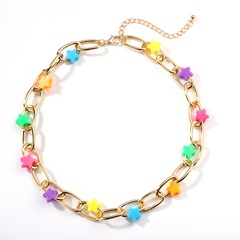fashion cute colorful pentagram necklace colorful star resin collarbone chain