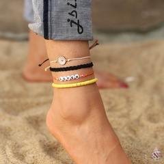 Creative Beach English Letter Lover Beads Anklet Bohemian Small Daisy Anklet 4-Piece Set