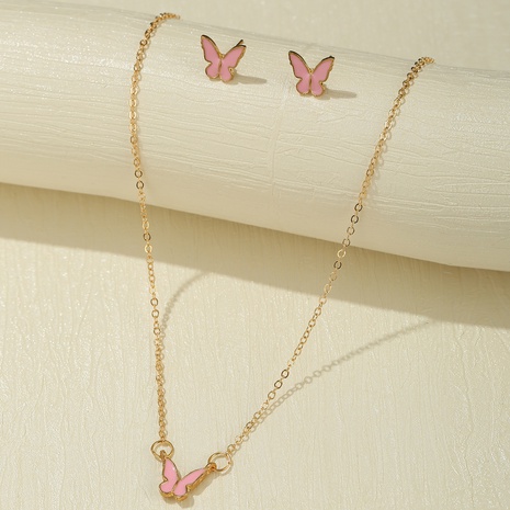 Butterfly Creative Retro Simple Earring Necklace Jewelry Set Wholesale NHPJ594106's discount tags