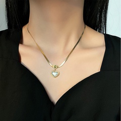 fashion shell beads sweet heart-shaped titanium steel necklace simple clavicle chain