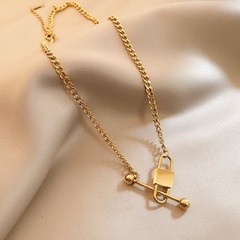 fashion creative titanium steel necklace exquisite lock pendant clavicle chain