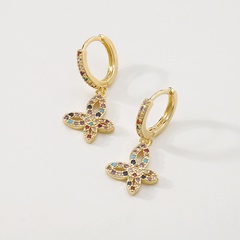 creative color zircon fashion light luxury butterfly earrings women