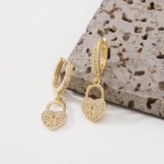 simple personality love lock niche luxury hollow copper earrings women