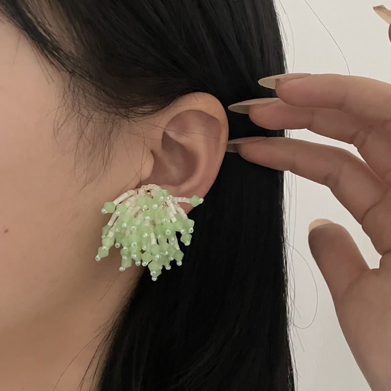 Blte Franzsisch Fantasy Pailletten Perlen Quaste Luxus Ohrringe