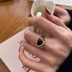 Mode Retro Schwarz Liebe Trendige Nische Design Mode Persönlichkeit Zeigefinger Ring
