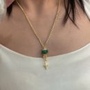 retro fashion green malachite multilayer inlaid zircon star alloy necklacepicture9