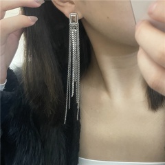Silver long tassel earrings female personality fashion earrings trendy