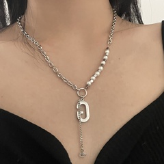 Light luxury niche design letter D sweater chain pearl stitching chain