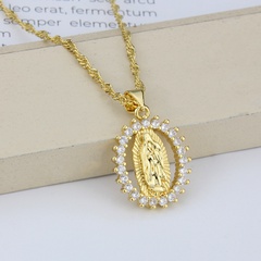 simple Our Lady necklace fashion gold inlaid zirconium lace hollow copper pendant