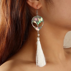 Fashion geometric Alien long tassel alloy earrings