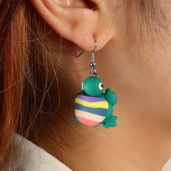 Fashion Soft Pottery Colorful Tortoise Stud Earrings Striped Fashion Simple Alloy Earrings