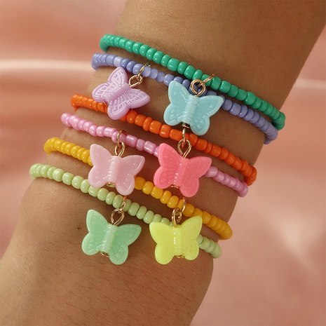 Bohemian Color Rice Bead Butterfly Pendant Women's Bracelet  NHNZ594252's discount tags