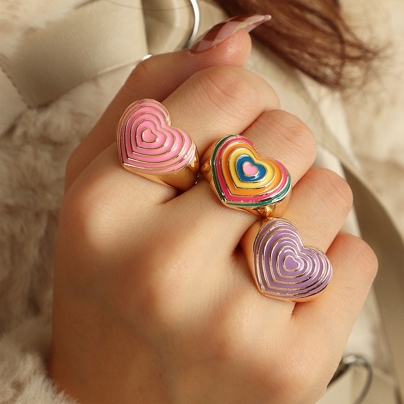 love enamel ring female trendy design drip oil index finger ring  NHNZ594256
