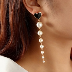 European and American new fashion earrings women's long tassel pearl earrings