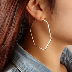 European and American fashion personality geometric hexagonal alloy earrings