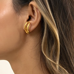 niche simple geometric personality retro U-shaped copper earrings