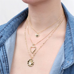 New hollow heart devil's eye oil drop stacking trend copper-encrusted clavicle chain