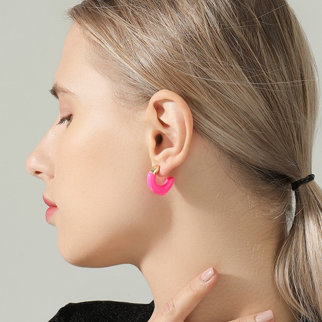 elegant plastic drop glaze simple C-shaped personality earrings's discount tags