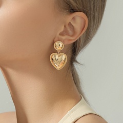 jewelry metal texture love glossy sweet heart-shaped simple earrings
