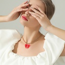 fashion red heart necklace female niche design enamel drop glaze clavicle chainpicture6