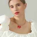 fashion red heart necklace female niche design enamel drop glaze clavicle chainpicture8