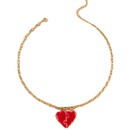 fashion red heart necklace female niche design enamel drop glaze clavicle chainpicture10