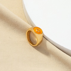 Simple fashion female enamel golden sweet personality dripping oil ring
