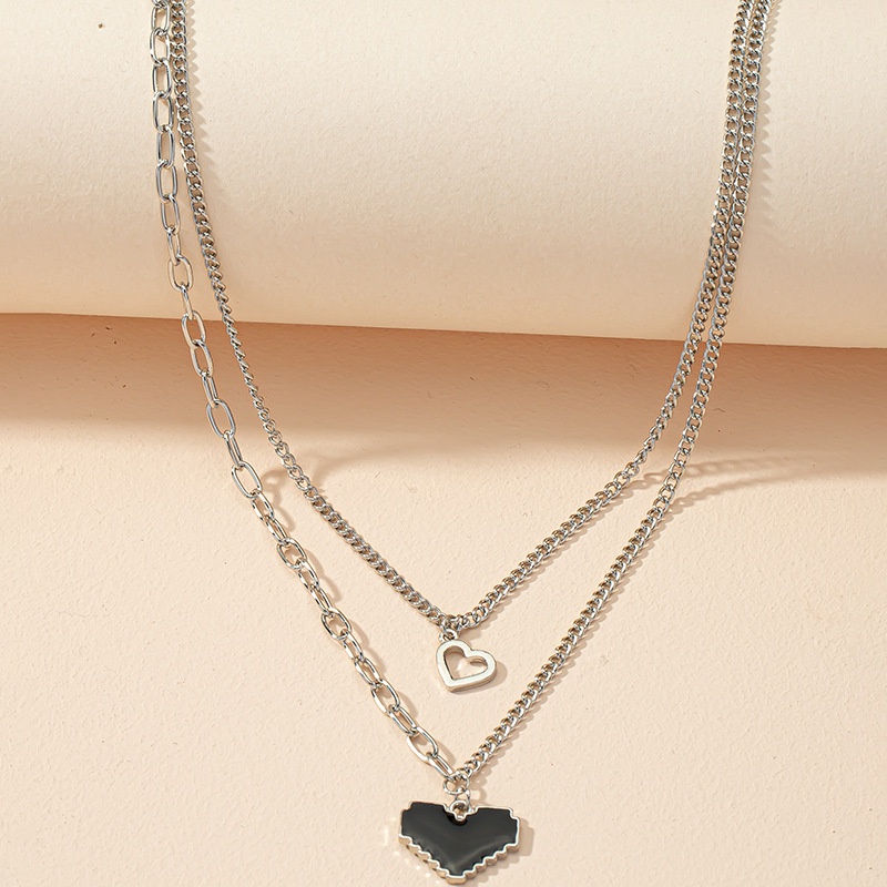 European and American doublelayer heart necklace niche collarbone chain female