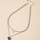 European and American doublelayer heart necklace niche collarbone chain femalepicture8