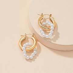 popular geometric pearl luxury simple personality earrings