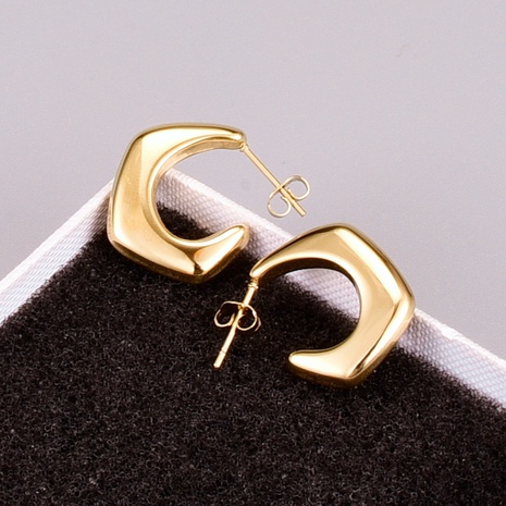 French titanium Steel C-Shaped Irregular tide Stud Earrings's discount tags