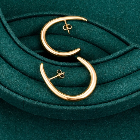 European sweet C-shaped titanium steel rregular fashion personality earrings's discount tags