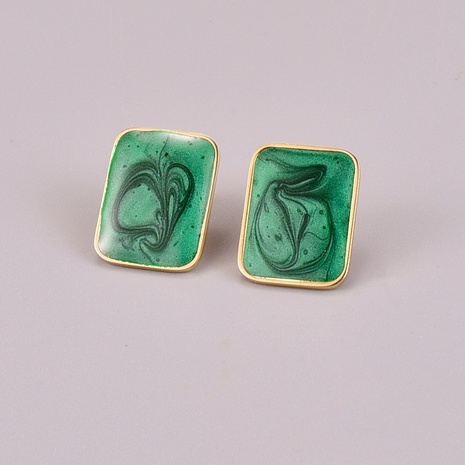 green Enamel Drop Glaze Square Fashion Geometric Stud Earrings's discount tags
