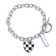 Nouveau bracelet en alliage carré noir et blanc pour femmes en damier créatif