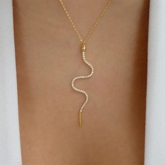 fashion diamond snake pendant necklace simple long alloy necklace sweater chain