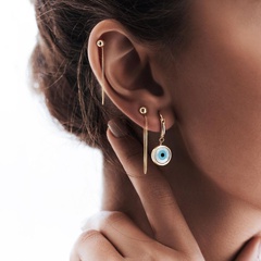 Boucles d'oreilles mode rétro oeil de diable bleu turquie ensemble 3 pièces