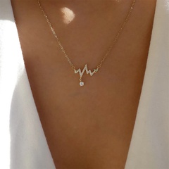 simple heartbeat frequency electrocardiogram lightning wave heart-shaped necklace