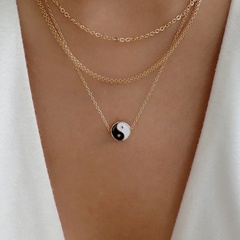 fashion Tai Chi gossip pendant necklace simple retro thick chain multi-layer alloy necklace
