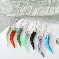 European exaggerated colorful resin pepper imitation natural stone sweater chain