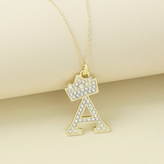 Creative alloy rhinestone crown letter necklace sweater chain wholesale