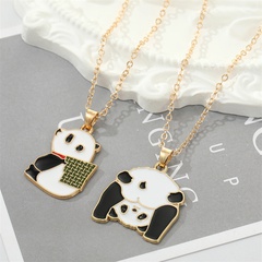 trend cute alloy cartoon red panda necklace fashion collarbone chain wholesale