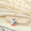 European jewelry cute colorful glitter unicorn necklace earrings womenpicture8