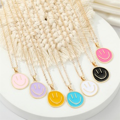 European jewelry candy-colored alloy drip oil smiley pendent collarbone chain