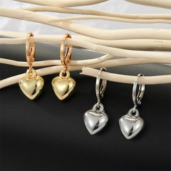 simple cute metal three-dimensional heart earrings