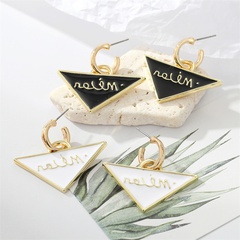 retro trend metal letter triangle dripping geometric circle earrings