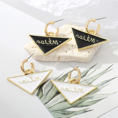 retro trend metal letter triangle dripping geometric circle earrings NHGO594495's discount tags